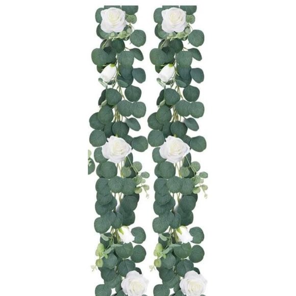 4 pack Eucalyptus Garland & 25 count Ivory Roses Set Wedding Decor - Picture 7 of 8